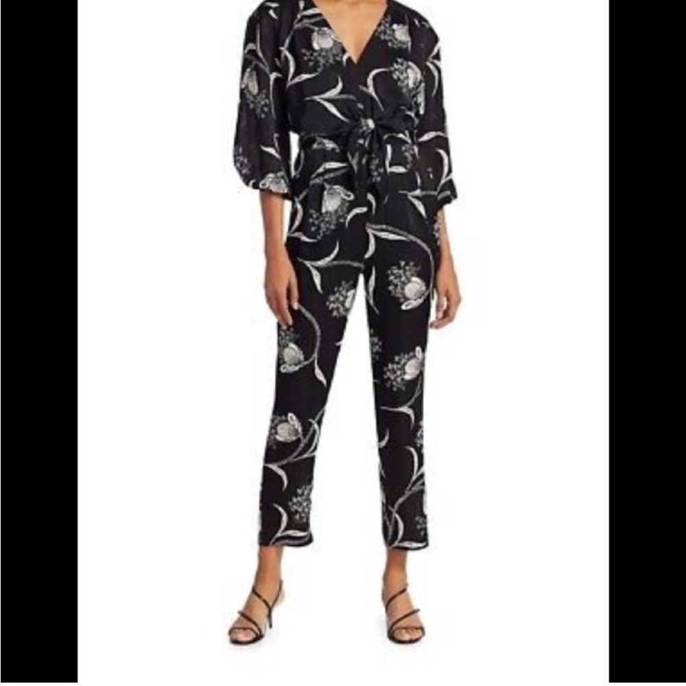 Joie XL Black and White Floral Jumpsuit